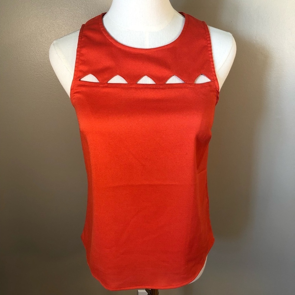 NWT GB Elegant Orange Sleeveless Tank Top with Triangle Cut Outs Size XS
